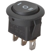 SPDT Automotive Round Rocker Switch Center Off Black